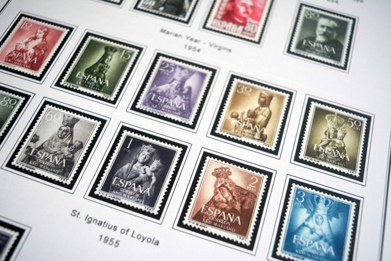 COLOR PRINTED SPAIN 1944-1975 STAMP ALBUM PAGES (100 illustrated pages)