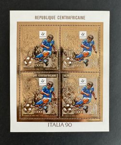 1990 Stamps Gold Minisheet Italy Football Worldcup Central Africa n°1403 Perf.-