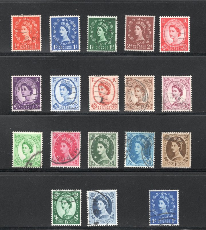 Great Britain #353-369, 354h  VF, Used, Queen Elizabeth, CV $6.50 ...  2480403