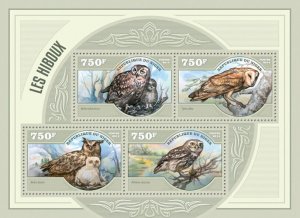 Birds of Prey Owls Stamps Niger 2014 MNH Little Barn Owl Spotted Eagle-Owl 4v MS