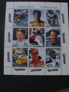 ​TURKMENISTAN-FOMULAR RACE CARS CHAMPIONSHIPS MNH SHEET-VERY FINE LAST ONE