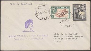 FIJI 1941 First flight cover Suva to Auckland NZ............................R546