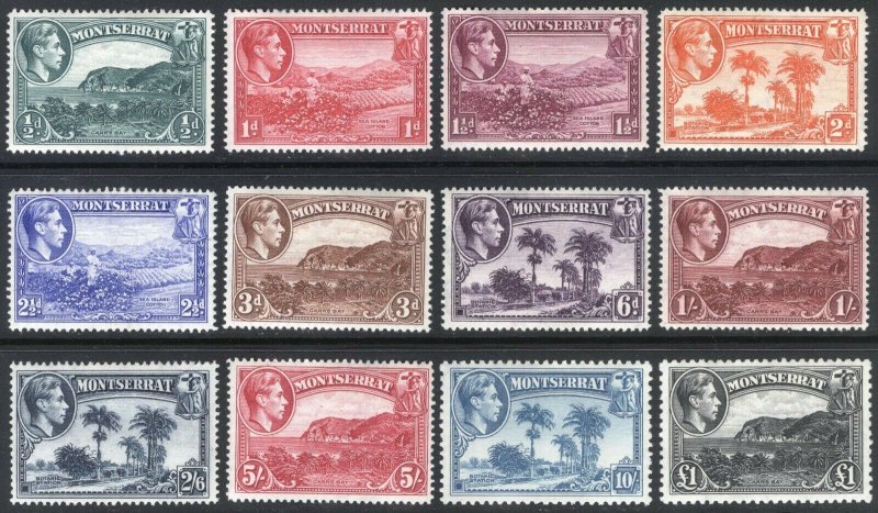 Montserrat 1941 1/2d-£1 Pict Perf 14-12 SG 101-112 Sc 92-103 MLH Cat £95($124)