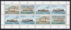 Iceland MNH 1991 Sheet of 8 4 different Ships