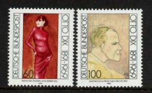 Germany 1692-3 MNH Art, Otto Dix, Anita Berber, Dancer