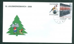 Denmark Cover. 2008. Santa.Dog. Helsing.“Christmas Seal Walk # 32 Sc# 1400. #02