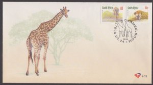 SOUTH AFRICA 1998 6th DEFINITIVE ENDANGERED FAUNA (REDRAWN) GIRAFFE  HYENA  FDC