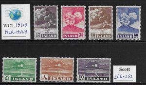 WC1_15103. ICELAND. 1949 HEKLA VULCANO set. Sc. 246-252. MLH-MVLH
