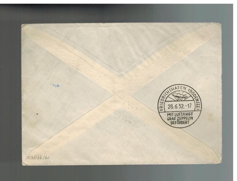 1932 Lichtenstein Graf Zeppelin LZ 127 cover to Germany # C2 C4 C5 C6