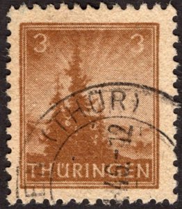 1946, Germany, Thuringia 3pf, Used, Sc 16N1