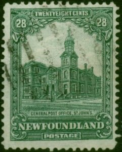 Newfoundland 1928 28c Deep Green SG177 Fine Used