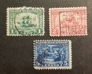 1920 US Stamp Set Scott 548 549 550 Pilgrim Tercentenary 1c-5c Used z4907