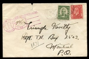 ?HARVEY STA., N.B. Keyhole Registration handstamp 1935 cover Canada