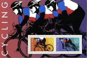 US 1996 - SC #3119 - Cycling - Souvenir sheets - two 50 cent stamps - MNH