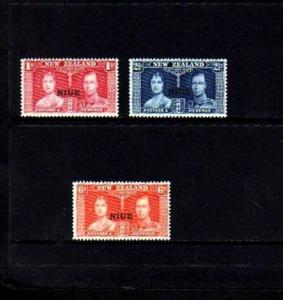 NIUE - 1937 - CORONATION ISSUE - NEW ZEALAND OVPT - MINT - MNH SET OF 3!