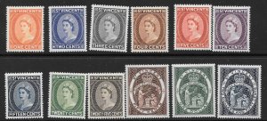 ST.VINCENT SG189/200 1955 DEFINITIVE SET MNH