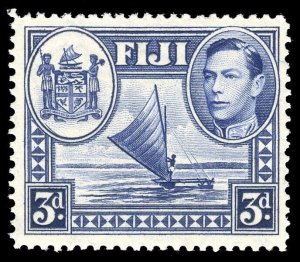 Fiji 1938 KGVI 3d Row 4/2 Plate 2 SPUR ON ARMS MEDALLION variety VFM. SG 257a.