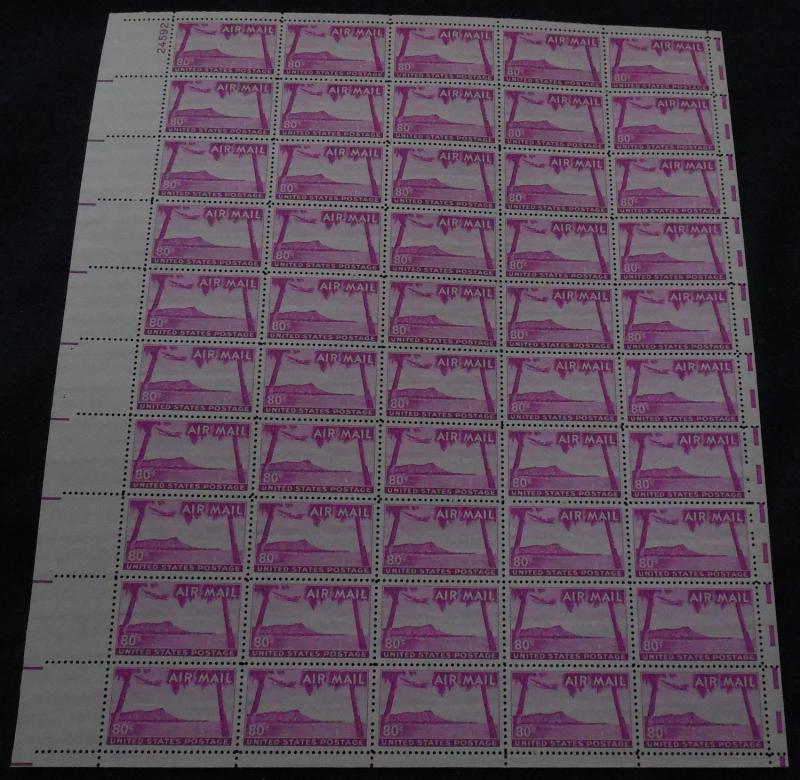 C46 80c Hawaii, XF OG NH, Full Sheet of 100, Post Of..MORE.. w8261