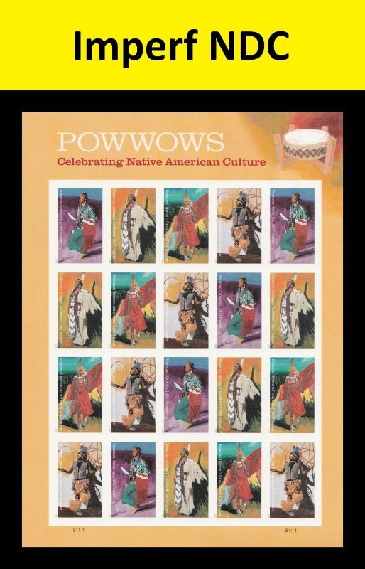 US 5978a-5981a 5981c Powwows imperf NDC sheet 20 MNH 2025