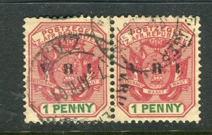 TRANSVAAL; 1901 early QV ' ERI ' issue fine used 1d. Pair