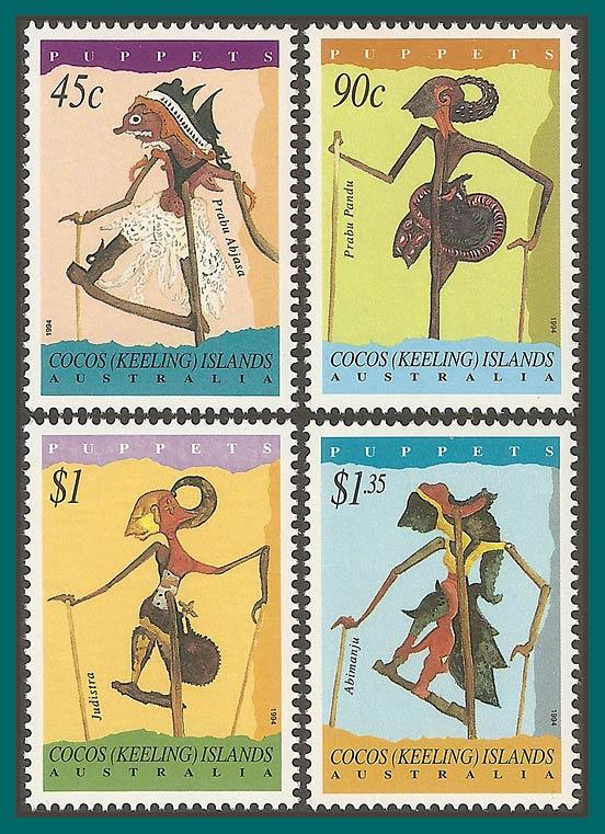 Cocos 1994 Shadow Puppets, MNH 293-296,SG316-SG319