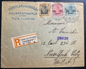 1911 German Post Office In Constantinople Turkey Cover To New York USA