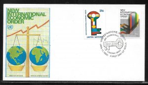 United Nations NY 316-317 New Economic Order Geneva Cachet FDC First Day Cover