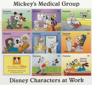 Guyana 1995 Disney Mickeys Medical Group   sheet of 8  MNH