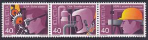 Switzerland 661a MNH 1978 Industrial Safety Strip of 3 Very Fine