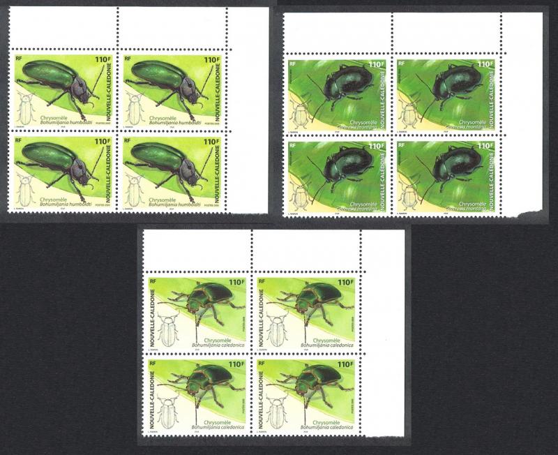 New Caledonia Leaf Beetles Chrysomelidae Insects 3v Top Right Blocks of 4