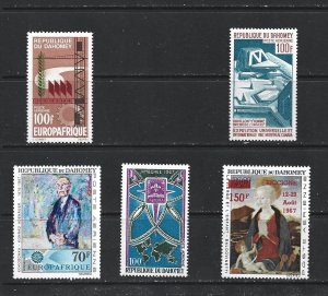 DAHOMEY - 1966 FIVE AIR POST STAMPS - SCOTT C38 II C60 - MNH - SEE NOTE