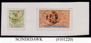 MAURITIUS - 1898 SG#134 & 135 - 2V - USED HINGED ON ALBUM PAGE CUT-OUT