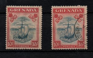 Grenada 1938 10/- Perf 12 & 13 mint & fine used SG163 (very brown gum) WS37629