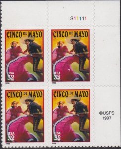 3203 Cinco de Mayo Plate Block MNH