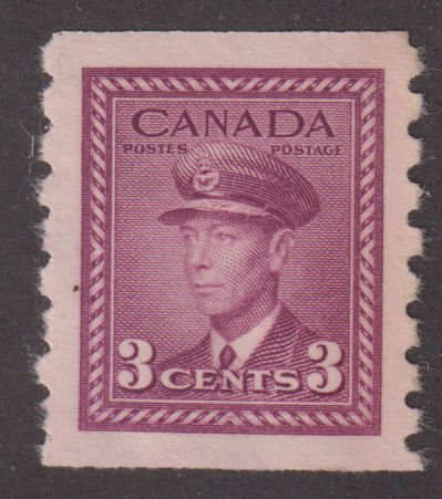 Canada 266 KGVI WWII War Issue Coil 3¢ 1943