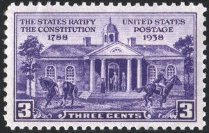 SC#835 3¢ Constitution Ratification (1938) MNH