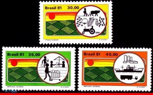 1727-29 BRAZIL 1981 PRODUCTIVITY, SHIPS TRUCK AGRICULTURE MI# 1807-09 C-1183 MNH