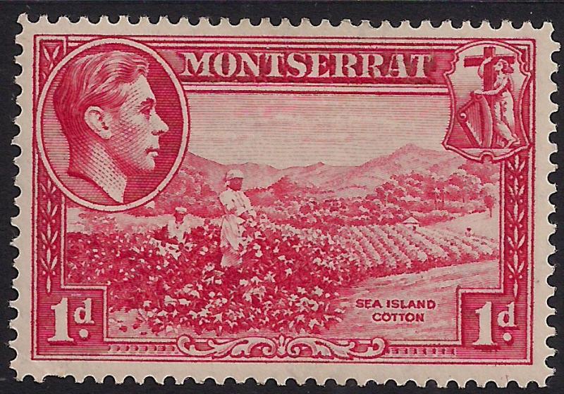 Montserrat 1938 - 42 KGV1 1d Carmine MM SG 102a ( K1060 )