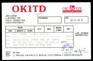 QSL QSO Radio Card Castle Bezdez,OK1TD,Jiri Lunak, Czech Republic, (Q3355)