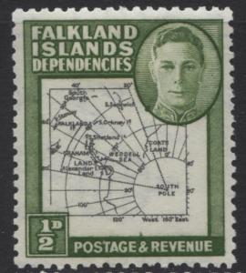 Falkland Is Dep.- Scott 1L1- Maps - 1946 - MLH - Single 1/2d Stamp