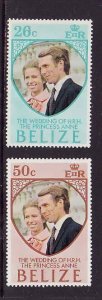 Belize-Sc#325-6- id9-unused NH set-Royal Wedding-Princess Anne-1973-