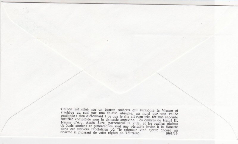 France 1993 Chinon Commune Slogan Cancels  Picture + Stamp FDC Cover Ref 31652