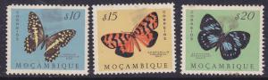 Mozambique (3 for1) 1953 - Butterflies x 3 Mint -Hinge stain