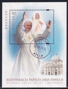 Poland 2011 Sc 4009 Pope John Paul 2nd Beatification Stamp SS Used NG H