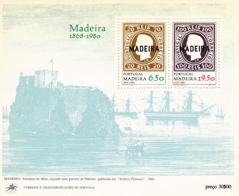 Portugal Madeira # 67a, Stamp On Stamp Souvenir Sheet, NH