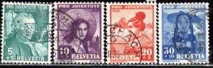 Switzerland Scott # B91 - B94, used