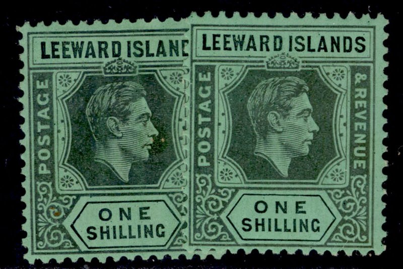 LEEWARD ISLANDS GVI SG110 + 110ba, 1s SHADE VARIETIES, M MINT. Cat £42. CHALKY