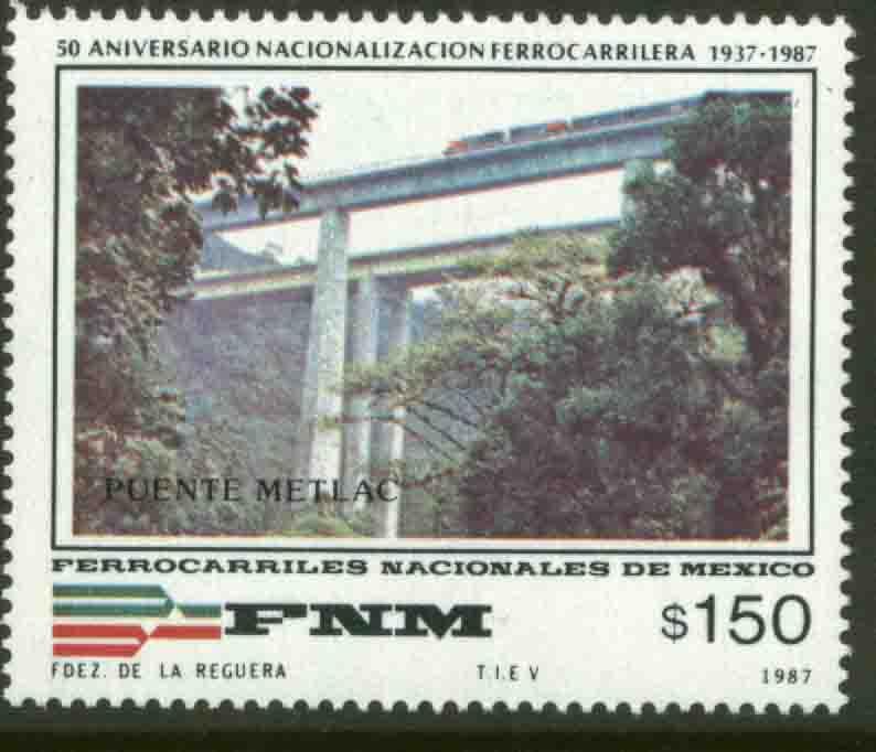 MEXICO 1530 Nationalization of Mex. Railways, 50th ANNIVERSARY. MNH