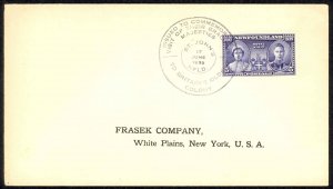 Canada Newfoundland Sc# 249 FDC (h) (>White Plains, NY) 1939 6.17 5c Royal Visit