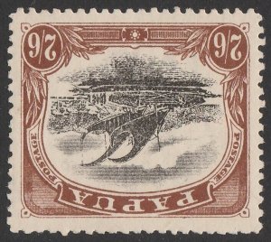 PAPUA 1910 Lakatoi Large Papua 2/6 black & brown type C, wmk inverted.